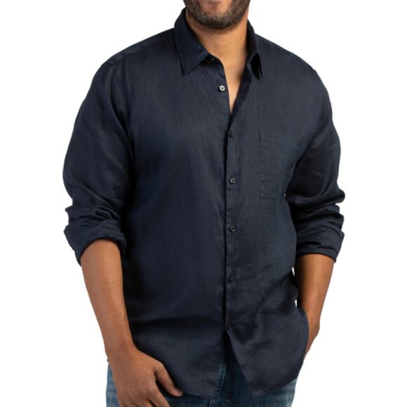 THEORY Linen Irving Long Sleeve Shirt - Picture 1 of 2